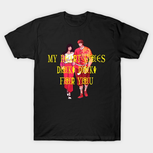 My Heart Goes Doki Doki For You T-Shirt by Furious Designs